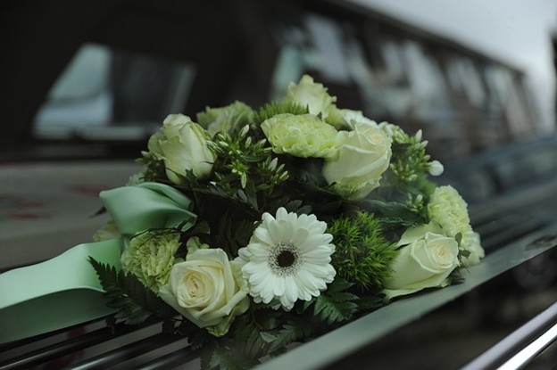 Flowers on a hearse