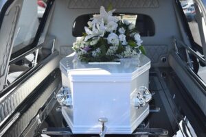 Casket in a hearse